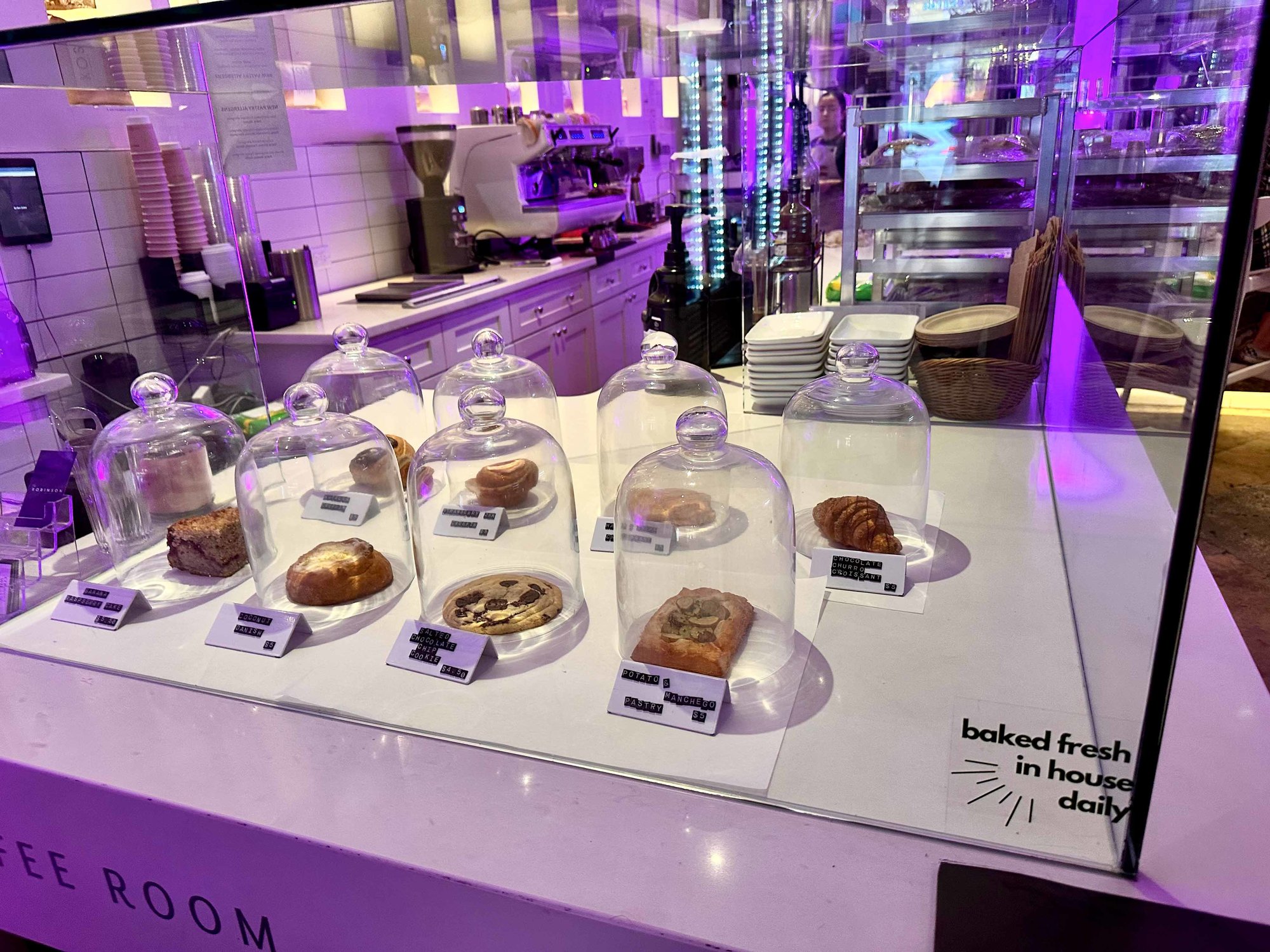 glass case with pastries